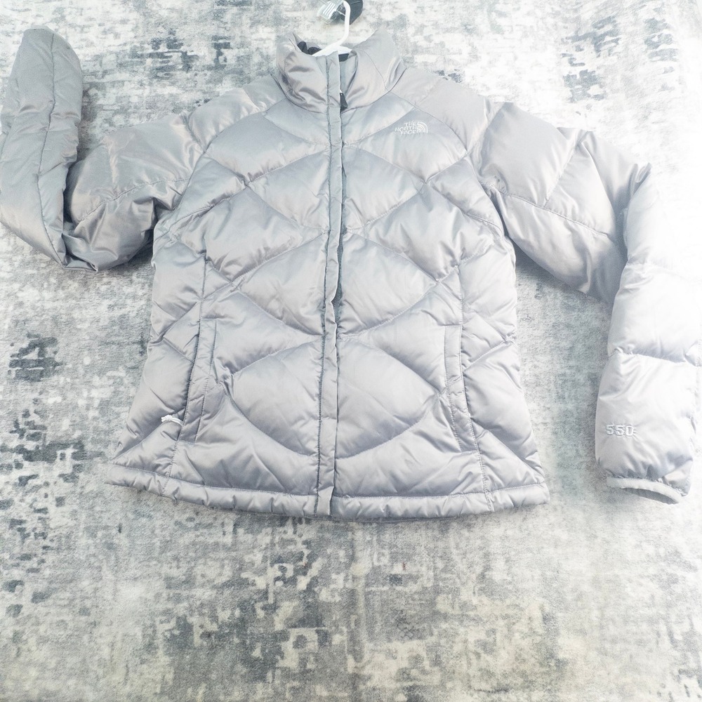 Vintage The North Face Metallic Silver 550 Down Puffer Jacket Womens Large Coat